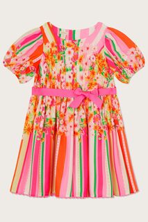Розовое полосатое платье с цветочным узором Monsoon, розовый