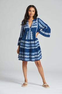 Многослойное летнее платье с жаккардовым узором South Beach, синий