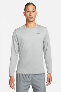 Беговая рубашка Dri-FIT UV Miler с длинными рукавами Nike, серый