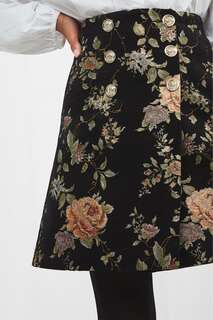Юбка с цветочным узором в винтажном стиле Joe Browns, черный