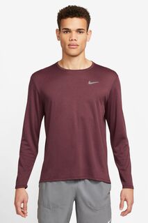 Беговая рубашка Dri-FIT UV Miler с длинными рукавами Nike, красный