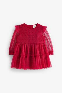 Сетчатое детское выпускное платье Next, красный