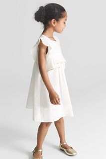 Детское платье Reiss Else плиссе с открытыми плечами Reiss, белый