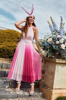Luisa Zissman Плиссированное платье макси Luisa с X-образными бретелями Style Cheat, розовый