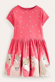 Платье из джерси с аппликацией в виде единорога Boden, розовый