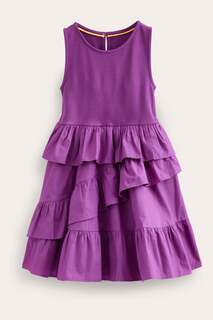 Плиссированное платье из хлопка Boden, фиолетовый