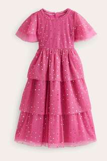 Платье из тюля с принтом звезды из фольги Boden, розовый