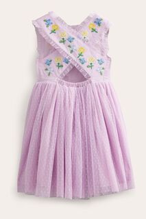 Платье с вышивкой и бретелями перекрещенными сзади Boden, фиолетовый