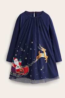 Рождественское платье из тюля Santas Sleigh Boden, синий