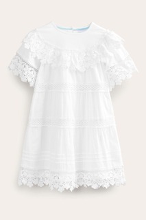 Многослойное кружевное платье Boden, белый