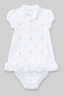 Детское платье с логотипом и трусики Polo Ralph Lauren, белый