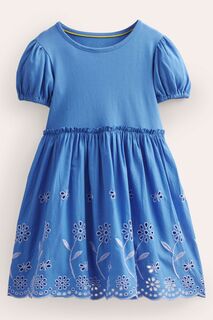 Платье с декоративной английской вышивкой Boden, синий