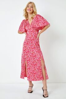 Атласное платье миди с мелким цветочным принтом Dusk, розовый D.U.S.K