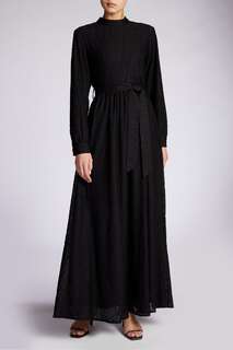 Решетчатое платье-макси с геометрическим узором Aab, черный