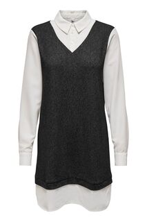 Полосатое платье-рубашка 2 в 1 JDY, черный