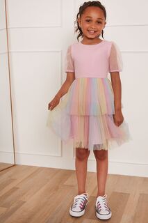 Многослойное платье миди с пышными рукавами - Для девочек младшего возраста Chi Chi London, розовый