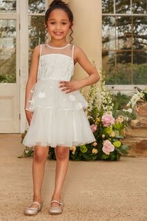 Многослойное платье миди с кружевом и цветочным узором - Девушки Chi Chi London, белый