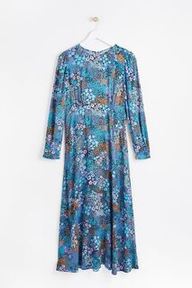 Синее платье миди Dispersed с мелкими цветочками Oliver Bonas, синий