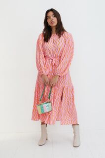 Розовое платье макси с геометрическим принтом Oliver Bonas, розовый