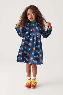 Платье из джерси с длинными рукавами принтом в виде сердечек и радужными мотивами Little Bird by Jools Oliver, синий