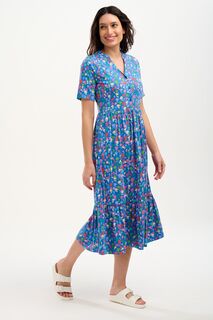 Синее меланжевое трикотажное платье с радужными цветами Sugarhill Brighton, синий