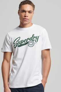 Винтажная футболка College с надписью Superdry, белый
