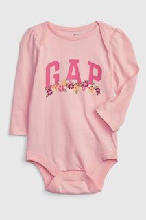 Детское боди с длинными рукавами и логотипом Gap, розовый