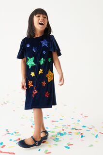 Бархатное платье со звездами из пайеток Little Bird by Jools Oliver, синий