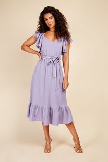 Фактурное платье миди Iris с оборками Little Mistress, фиолетовый
