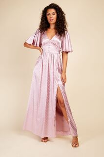 Платье макси с пуговицами в горошек Little Mistress, розовый