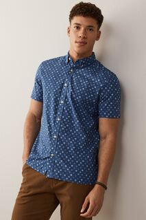 Рубашка с короткими рукавами и геометрическим узором Next, синий