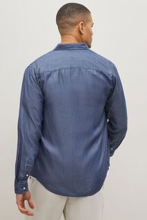 Джинсовая рубашка TENCEL с длинными рукавами обычного кроя Next, синий
