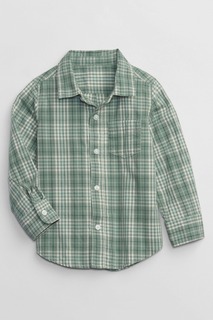 Рубашка с длинными рукавами из поплина Gap, зеленый