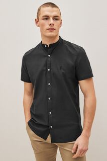 Рубашка-оксфорд стрейч с короткими рукавами и воротником Next, серый