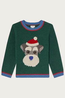 Фактурный свитер с мотивом собаки Monsoon, зеленый