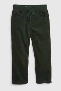 Вельветовые брюки узкого кроя без застежки Gap, зеленый