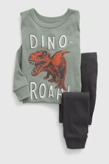 Пижама с длинными рукавами и изображением динозавров Gap, зеленый