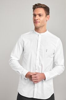 Рубашка-оксфорд стрейч с длинными рукавами и воротником Next, белый