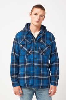 Куртка-рубашка с капюшоном и клетчатым узором Next, синий