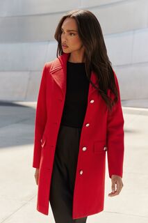 Приталенное длинное пальто на пуговицах Lipsy, красный