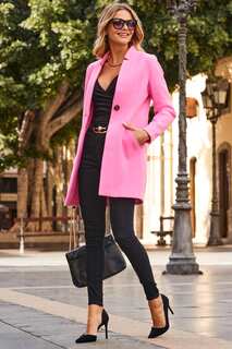 Пальто из искусственной шерсти с вырезом на шее Sosandar, розовый
