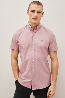 Рубашка-оксфорд стрейч с длинными рукавами Next, розовый