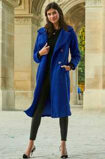 Пальто из искусственной овчины Sosandar, синий