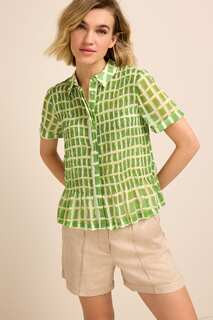 Рубашка с короткими рукавами и присборенной резинкой Next, зеленый