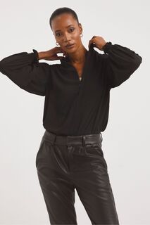 Черная блузка с молнией спереди JD Williams, черный