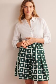 Плиссированная хлопковая юбка Boden, зеленый