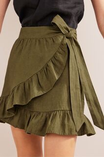 Свободная льняная юбка Boden, зеленый