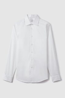 Фирменная рубашка приталенного кроя Frontier из хлопкового атласа стрейч Reiss, белый