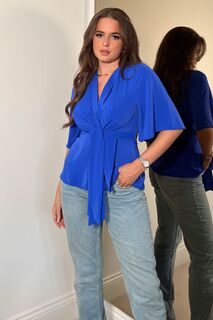 Блуза Brooke и декоративными завязками Girl In Mind, синий