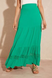 Многослойная летняя юбка-миди из присборенной ткани Love &amp; Roses, зеленый